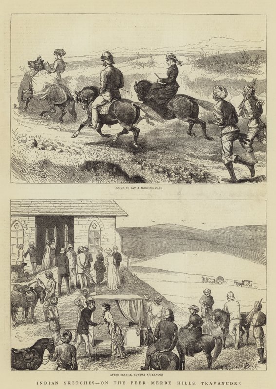 Indické skici, na kopcích Peer Merde, Travancore od Alfred Chantrey Corbould