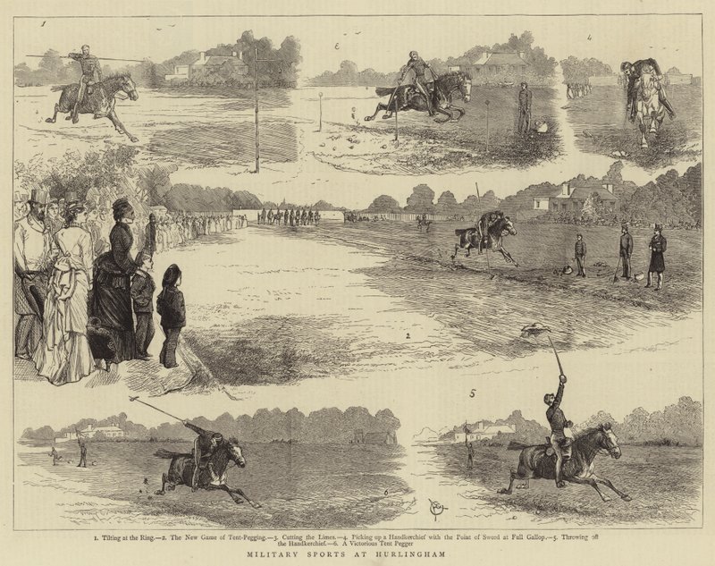 Vojenské sporty v Hurlinghamu (rytina) od Alfred Chantrey Corbould