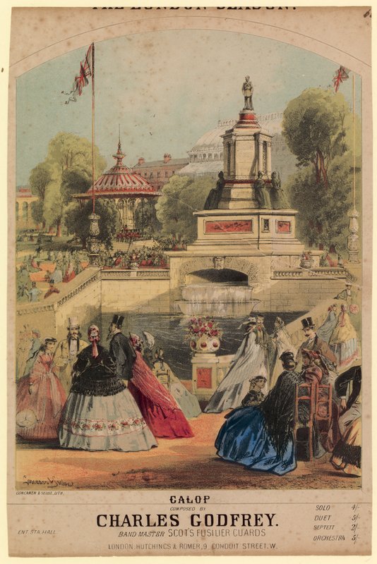 Cval. Ukazuje zahradu Royal Horticultural Society vytvořenou tak, aby se shodovala s výstavou v roce 1862 od Alfred Concanen