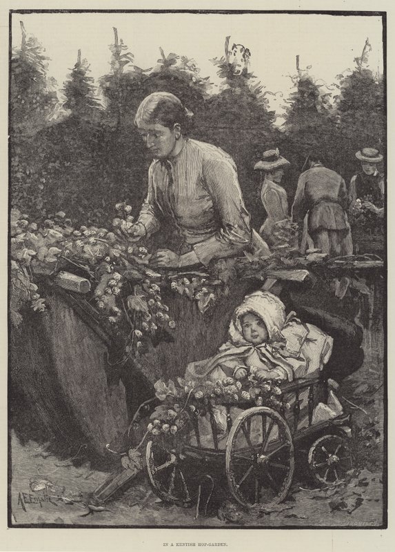 V kentské chmelnici od Alfred Edward Emslie