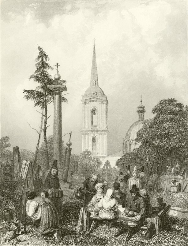 Hřbitov u smolenského kostela od Alfred Gomersal Vickers