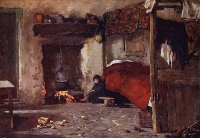 Interiér chaty, Achillův ostrov od Alfred Heaton Cooper