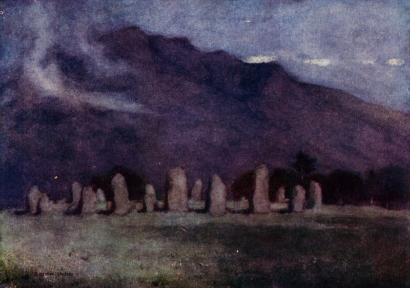 Castlerigg Stone Circle, Cumbria (barevné lito) od Alfred Heaton Cooper