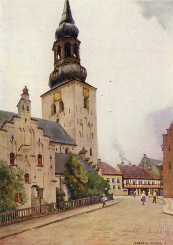 Dánsko: Katedrála Aalborg, Severní Jutsko (barevné lito) od Alfred Heaton Cooper