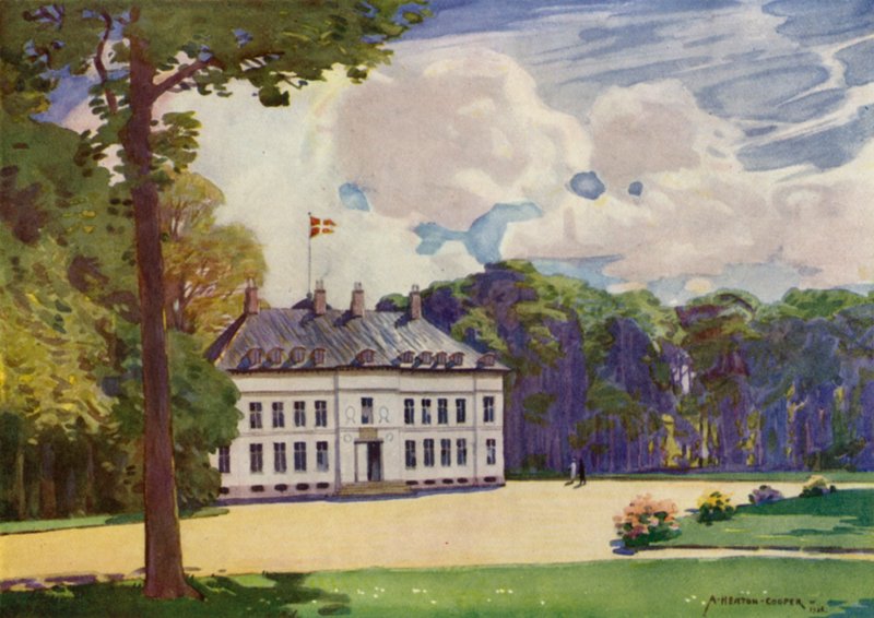Dánsko: Kodaň, palác Bernstorf (barevné lito) od Alfred Heaton Cooper