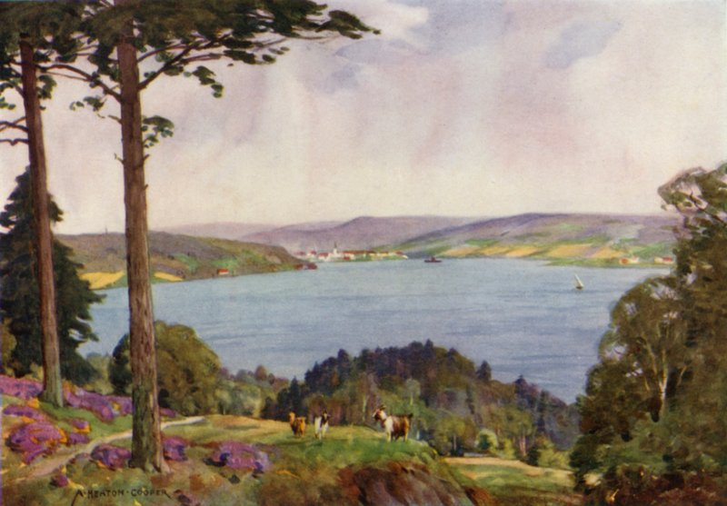 Dánsko: Vejle Fiord, Jižní Jutsko (barevné lito) od Alfred Heaton Cooper