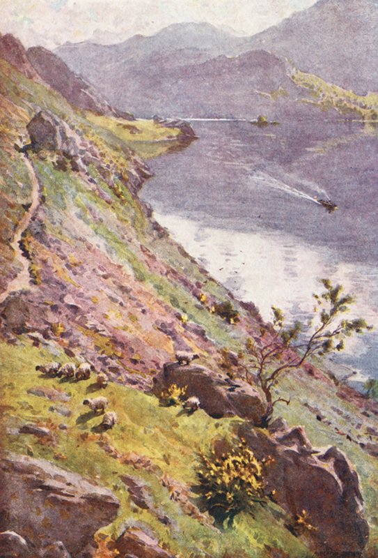 Lake District: Horská stezka, Sandwick, Ullswater (barevná litografie) od Alfred Heaton Cooper