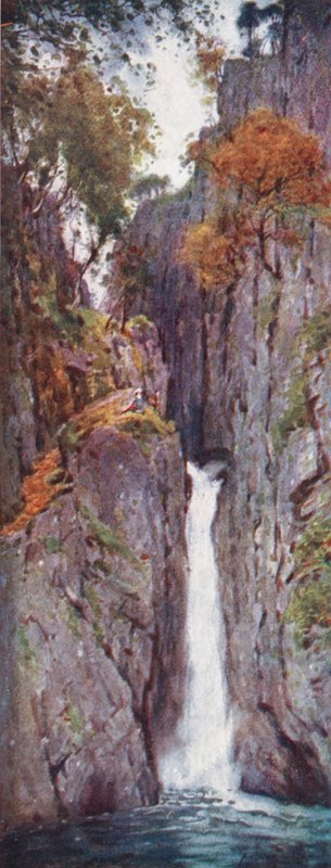 Lake District: Dalegarth Force, Eskdale (barevná litografie) od Alfred Heaton Cooper