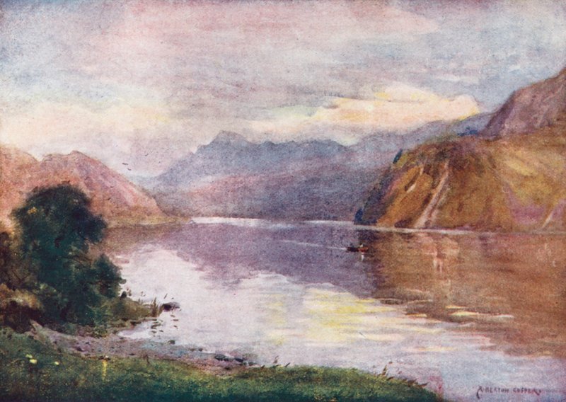 Lake District: Ennerdale Lake at Sunset (barevná litografie) od Alfred Heaton Cooper