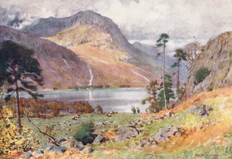 Lake District: Head of Buttermere (barevná litografie) od Alfred Heaton Cooper
