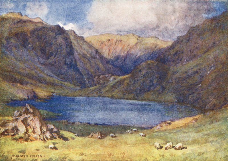 Lake District: Seathwaite Tarn, Duddon Valley (barevná litografie) od Alfred Heaton Cooper