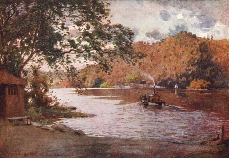 Lake District: The Old Ferry, Windermere (barevná litografie) od Alfred Heaton Cooper