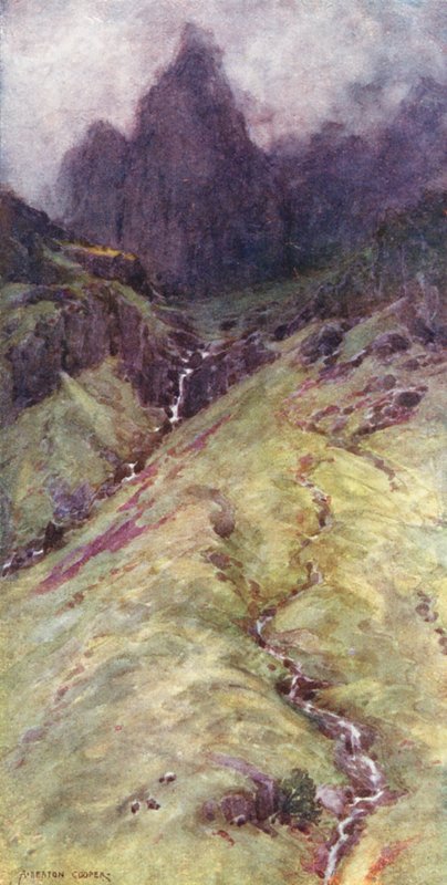 Lake District: Pillar Rock of Ennerdale (barevná litografie) od Alfred Heaton Cooper