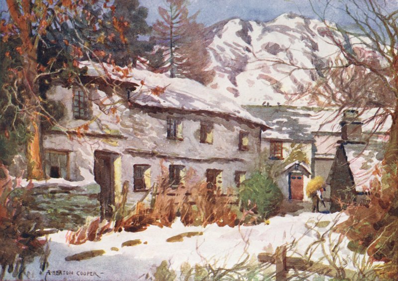 Lake District: Winter Sunshine, Coniston (barevná litografie) od Alfred Heaton Cooper