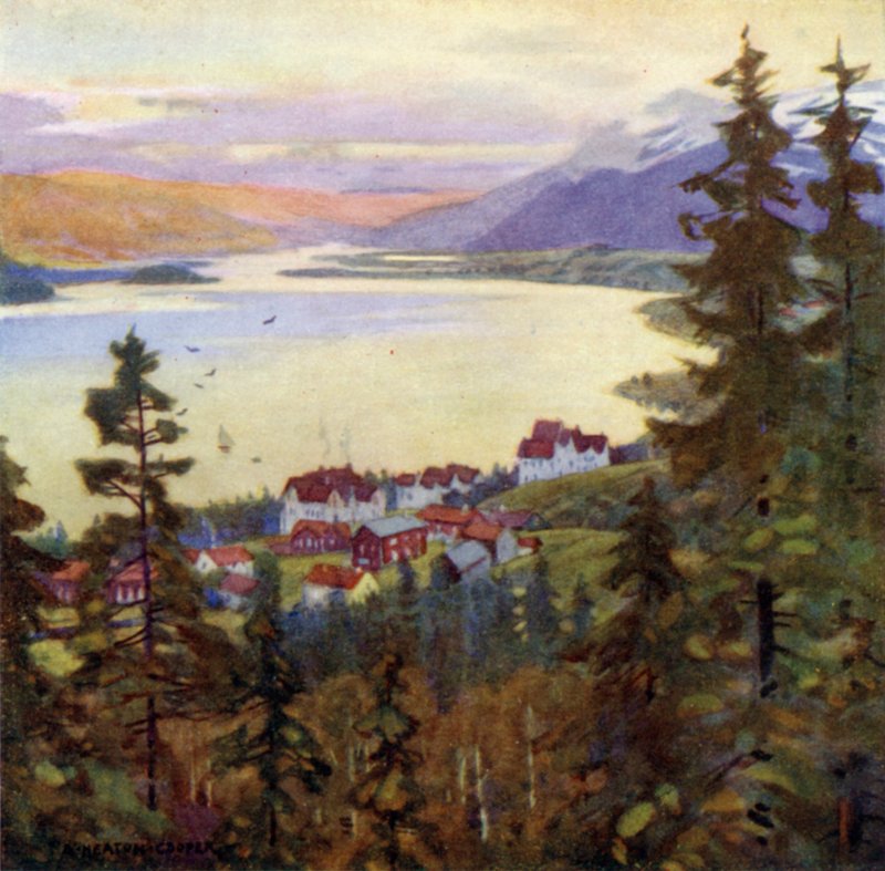 Jezero a vesnice Are od Alfred Heaton Cooper