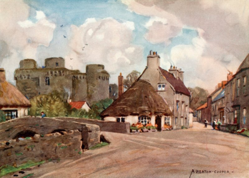 Vesnice a hrad Nunney od Alfred Heaton Cooper