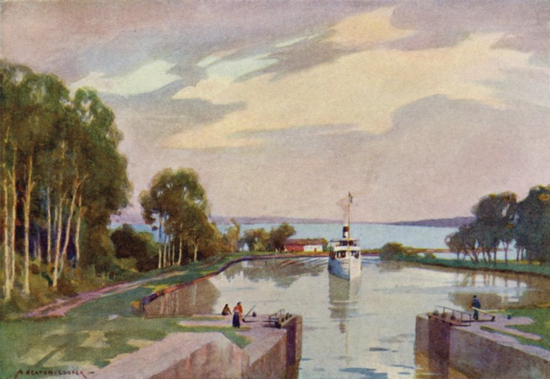 Zdymadla Sjotorp, kanál Gota od Alfred Heaton Cooper
