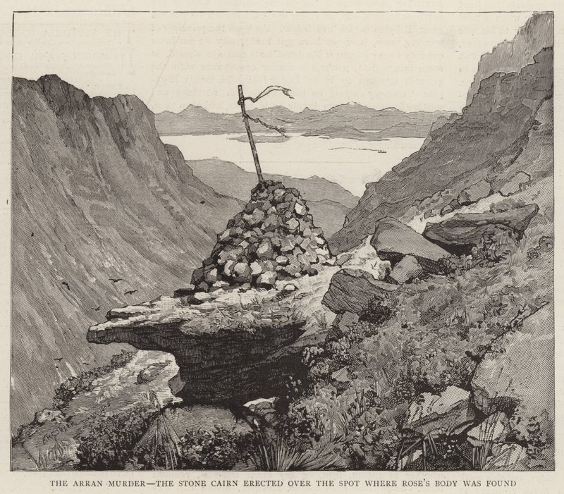 Arranská vražda, Kamenná mohyla vztyčená nad místem, kde bylo nalezeno Roseino tělo od Alfred Heaton Cooper
