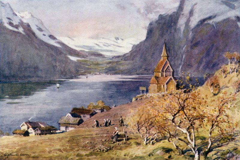 Kostel Urnaes, Lyster, fjord Sogne od Alfred Heaton Cooper