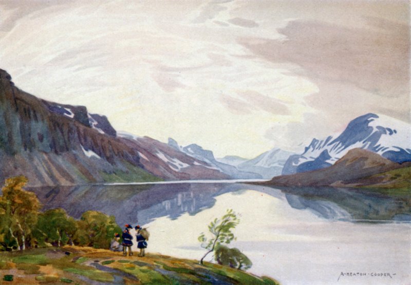 Pohled z turistické stanice, Saltoluokta, Laponsko od Alfred Heaton Cooper