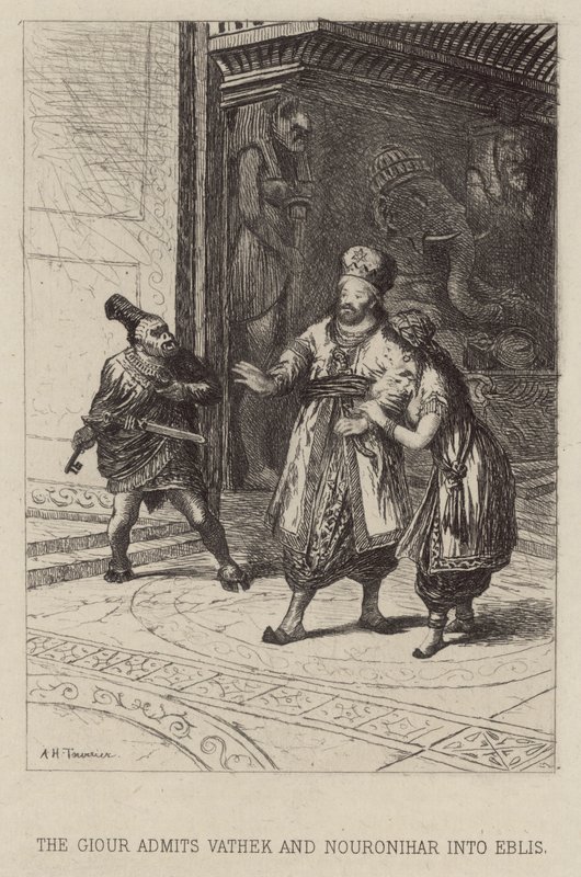 Giour připouští Vathek a Nouronihar do Eblis (lept) od Alfred Holst Tourrier