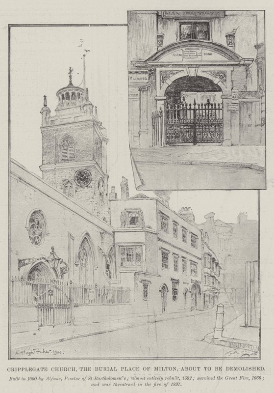 Cripplegate Church, pohřebiště v Miltonu, které bude zničeno od Alfred Hugh Fisher