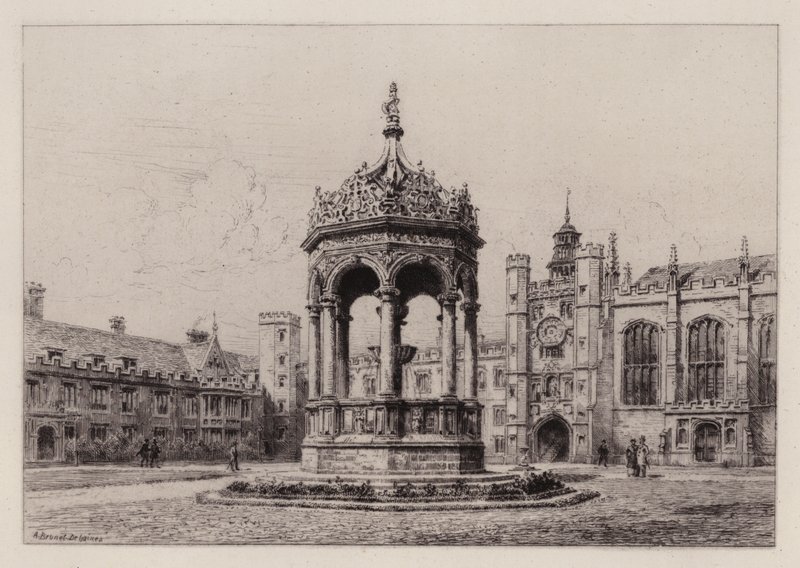 Cambridge: The Great Court of Trinity College (lept) od Alfred Louis Brunet Debaines