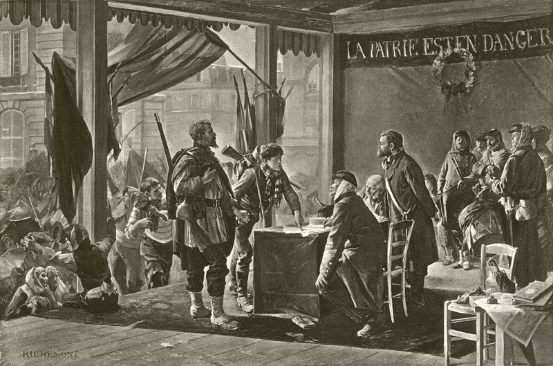 Zápis dobrovolníků, 1870 (hlubotisk) od Alfred Paul Marie Richemont