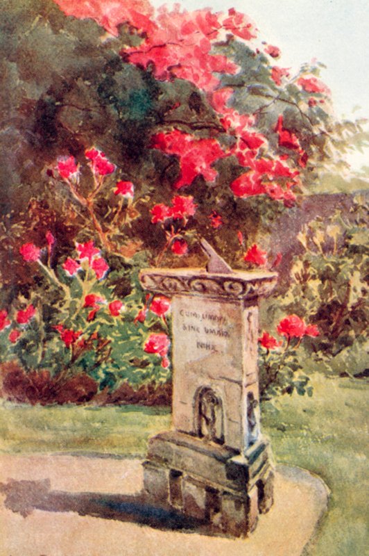 "Jak mrtvá věc jsou hodiny ve srovnání s jednoduchou oltářní stavbou a tichou řečí srdce starého ciferníku!" (barevná litografie) od Alfred Rawlings