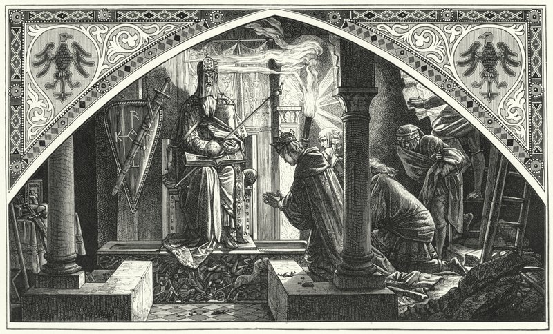 Otto III u hrobu Karla Velikého (rytina) od Alfred Rethel