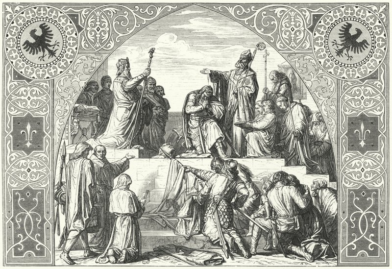 Křest saského náčelníka Widukinda, 785 (rytina) od Alfred Rethel