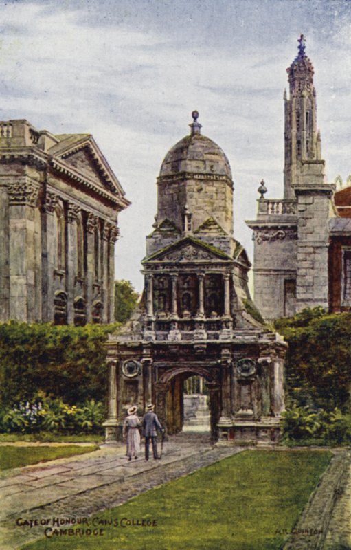Cambridge: čestná brána, Caius College (barevné lito) od Alfred Robert Quinton