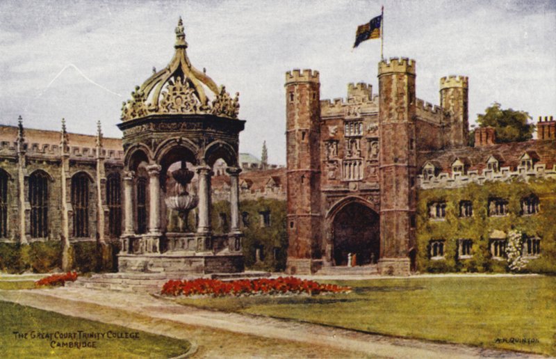 Cambridge: Velký dvůr, Trinity College (barevné lito) od Alfred Robert Quinton