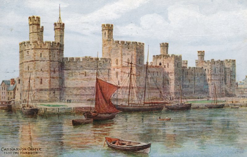 Hrad Carnarvon, z přístavu od Alfred Robert Quinton