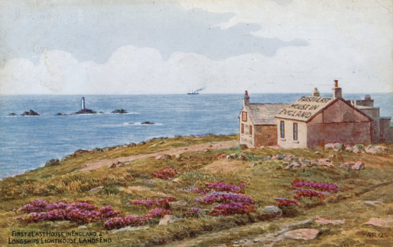 První a poslední dům v Anglii a maják Longships, Lands End od Alfred Robert Quinton