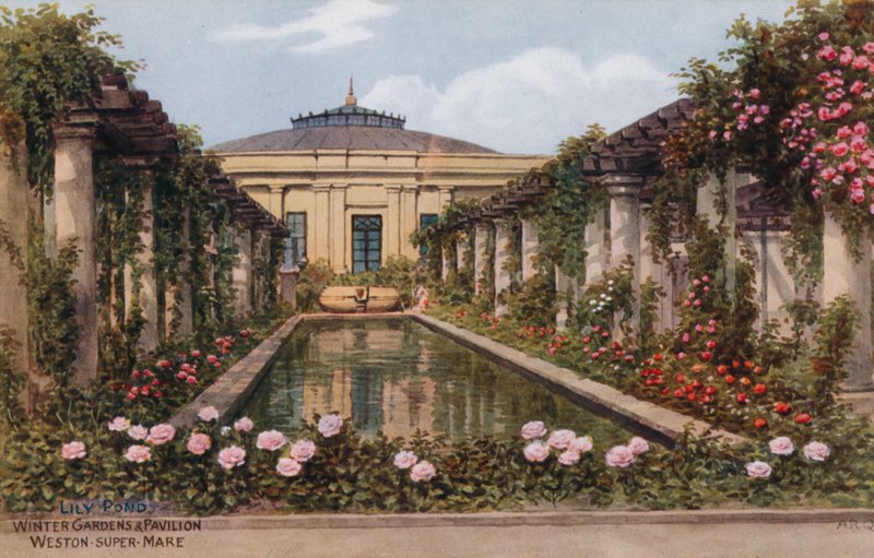 Lily Pond, zimní zahrady a pavilon, Weston Super Mare od Alfred Robert Quinton
