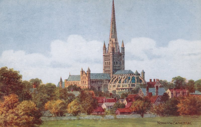 Norwichská katedrála (barevná lito) od Alfred Robert Quinton