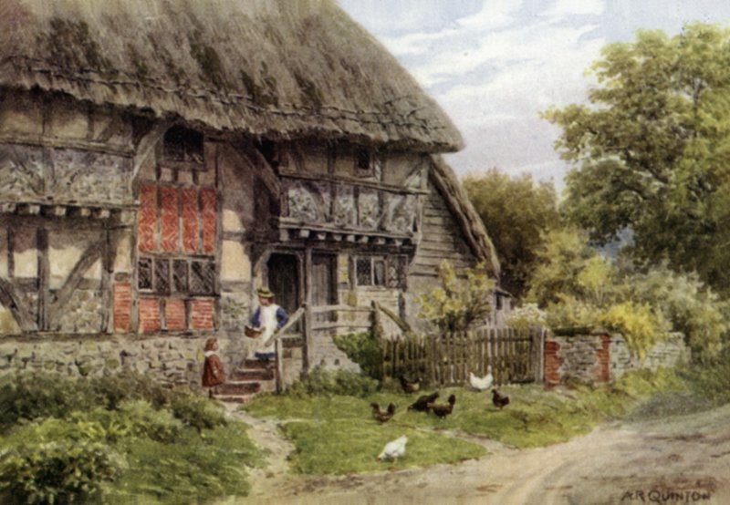 Old Cottage, Bignor, Sussex (barevné lito) od Alfred Robert Quinton
