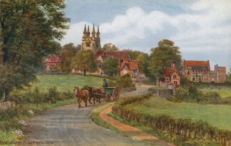 Penhurst Place and Church (barevné lito) od Alfred Robert Quinton