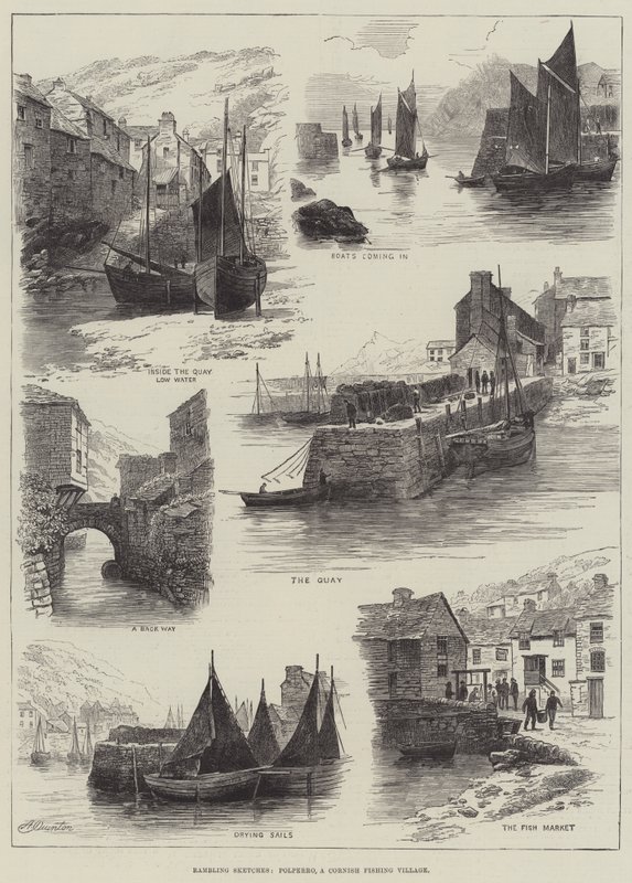 Rambling Sketches, Polperro, cornwallská rybářská vesnice od Alfred Robert Quinton