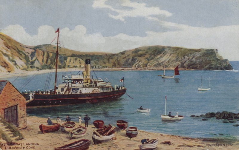 Přistání parníku, Lulworth Cove od Alfred Robert Quinton