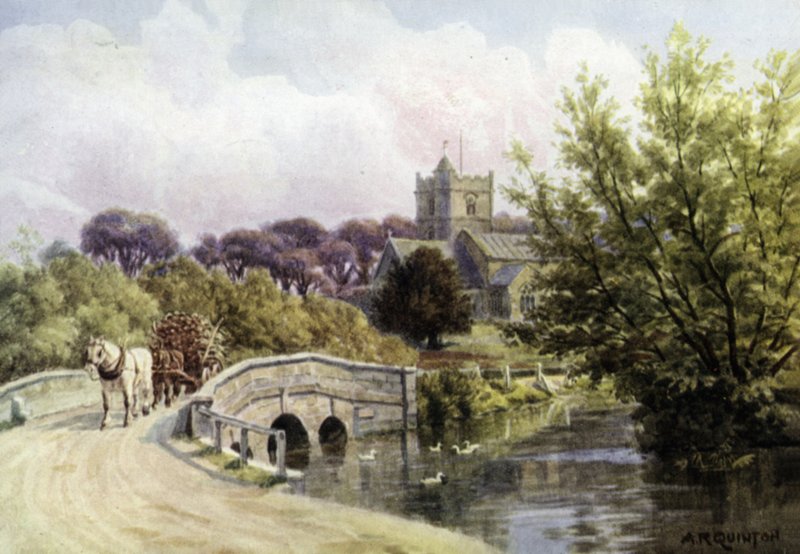 Most, Coombe Bissett, poblíž Salisbury (barevné lito) od Alfred Robert Quinton