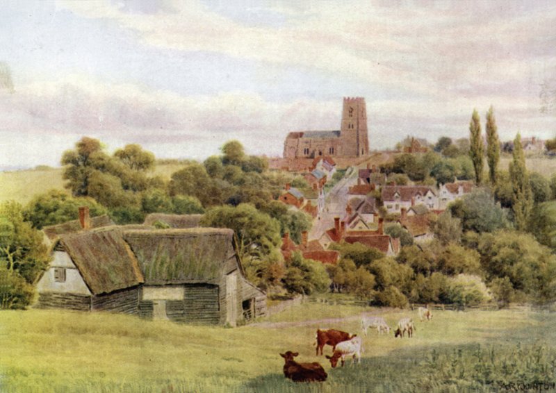 Kostel na kopci, Kersey, Suffolk od Alfred Robert Quinton