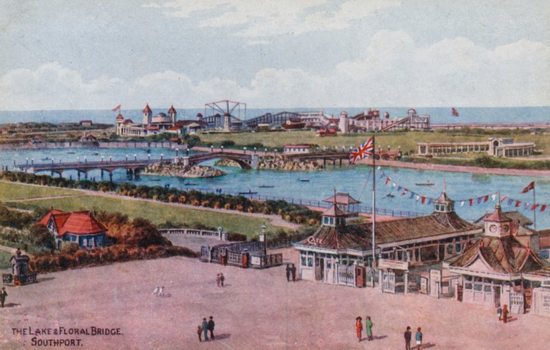 Jezero a květinový most, Southport od Alfred Robert Quinton