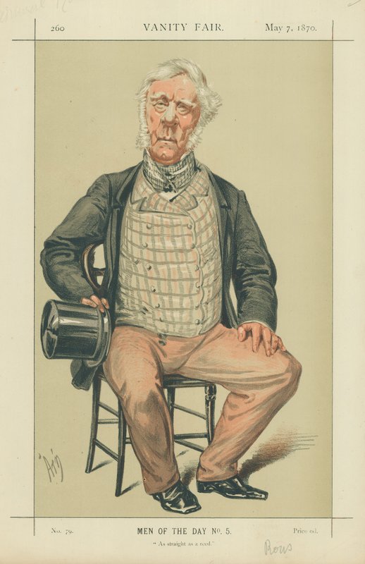 Admirál Rous, Rovný jako rákos, 7. května 1870, karikatura Vanity Fair od Alfred Thompson
