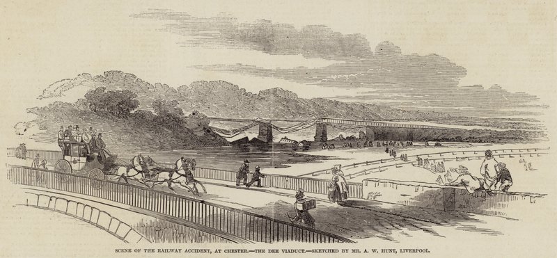 Scéna železniční nehody v Chesteru, viadukt Dee od Alfred William Hunt
