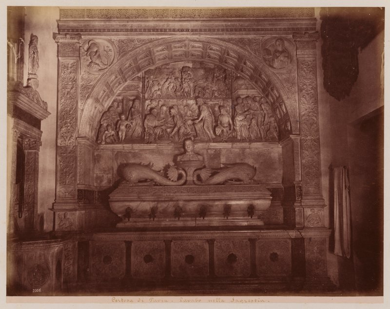 La Certosa di Pavia: Koryto na mytí nádobí v sakristii (čb fotografie) od Alfredo Noack