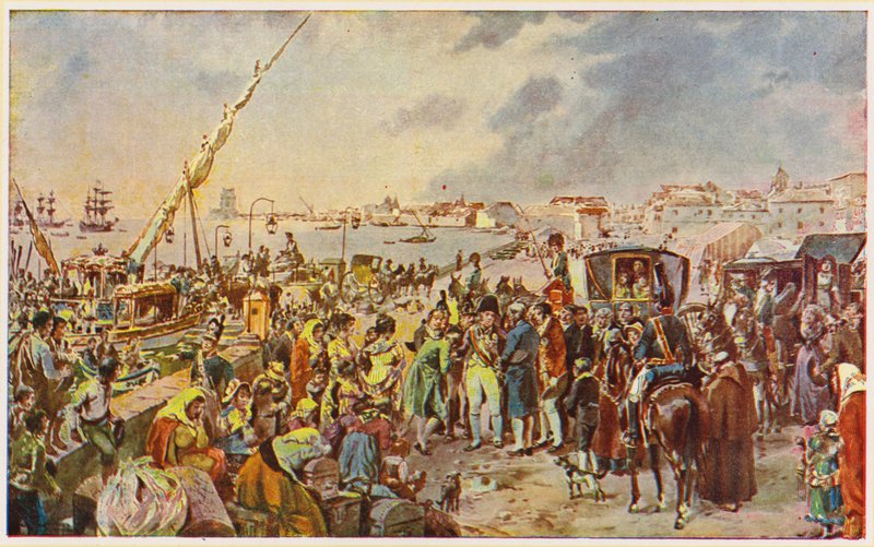 Jan z Braganzy, portugalský princ regent, odjíždí do Brazílie od Alfredo Roque Gameiro