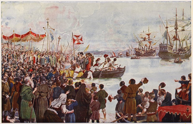 Vasco da Gama odplouvá do Indie od Alfredo Roque Gameiro