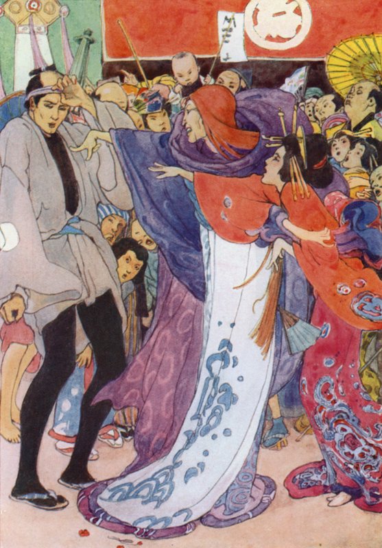 Ilustrace k Příběhu Mikado (barevné lito) od Alice Bolingbroke (after) Woodward